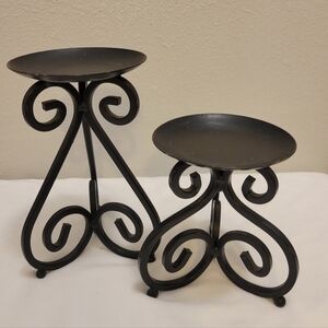 Elegant Black Metal Candle Holders
